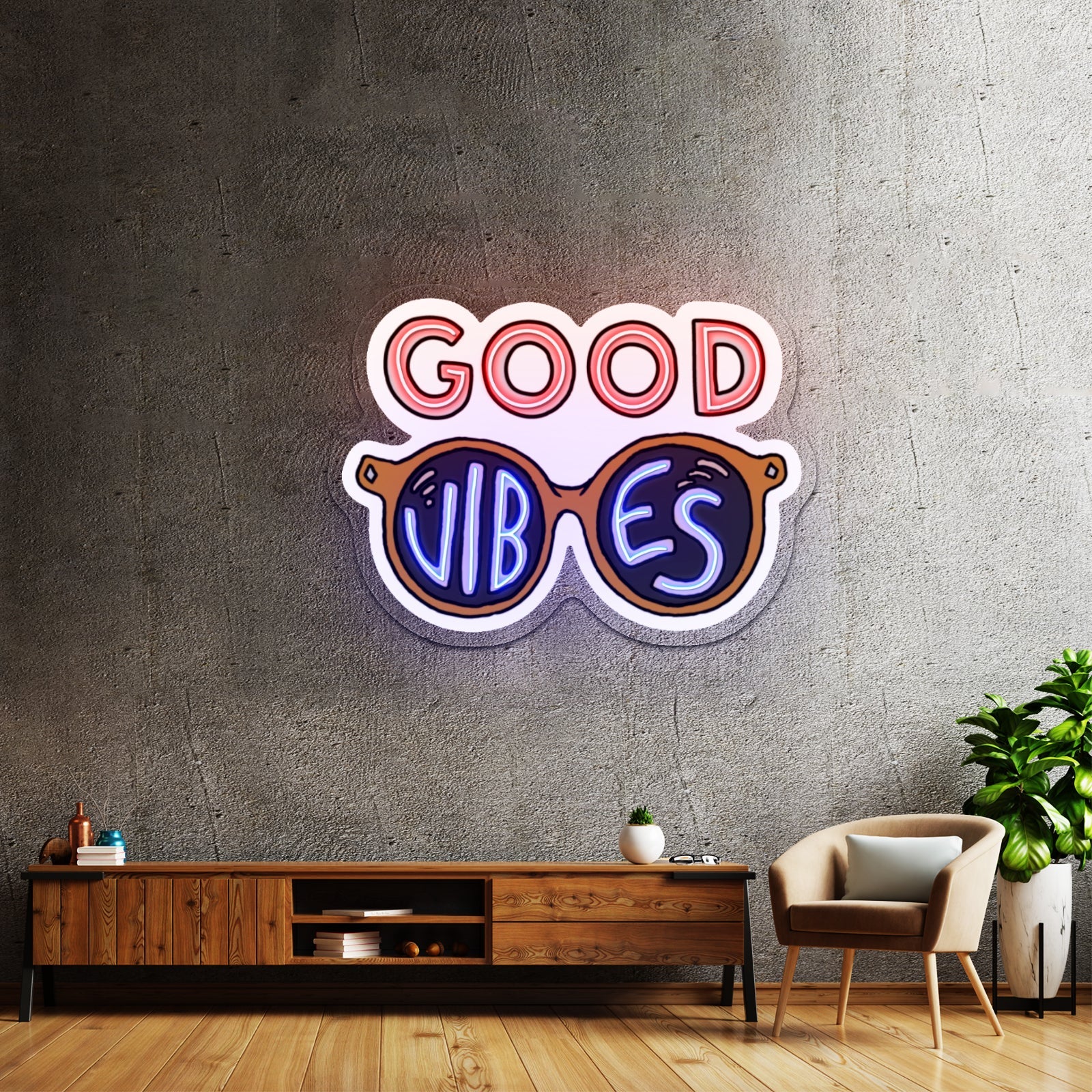 Green Haired Kawaii Comic Girl Artwork Large Neon Signs - Shineneon