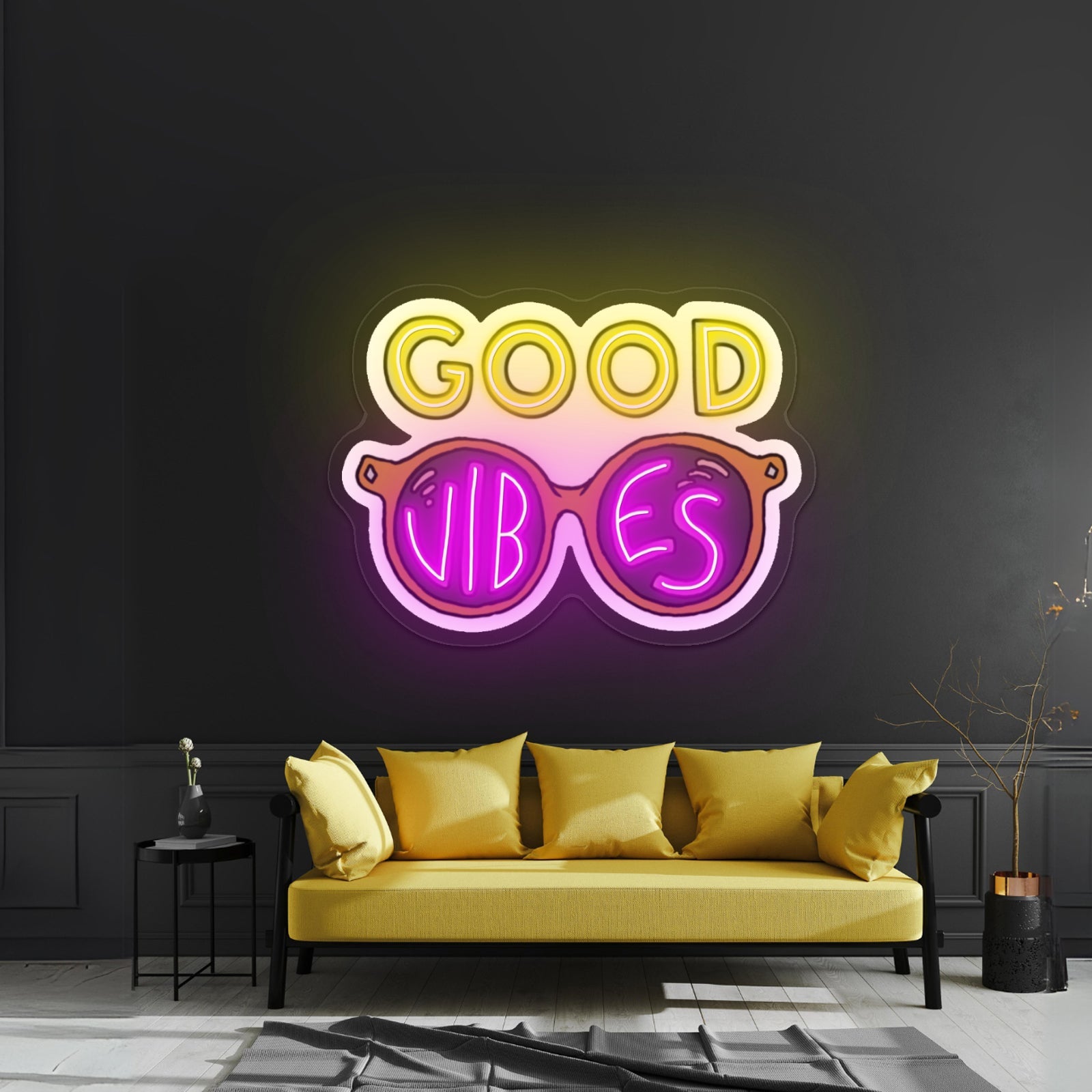 Green Haired Kawaii Comic Girl Artwork Large Neon Signs - Shineneon
