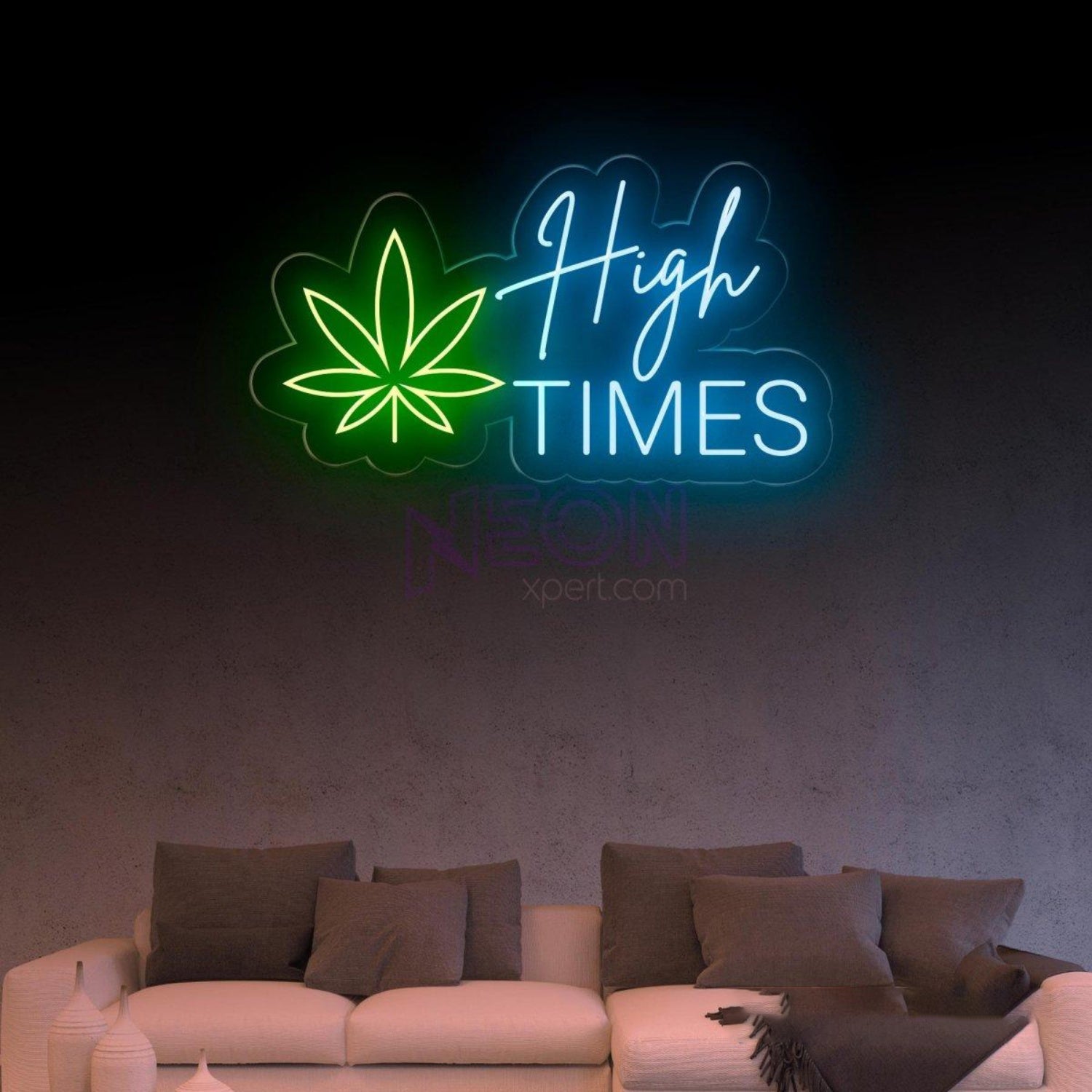 Green Leaf And White Text High Times Led Neon Sign For Modern Commercial Spaces | Shineneon