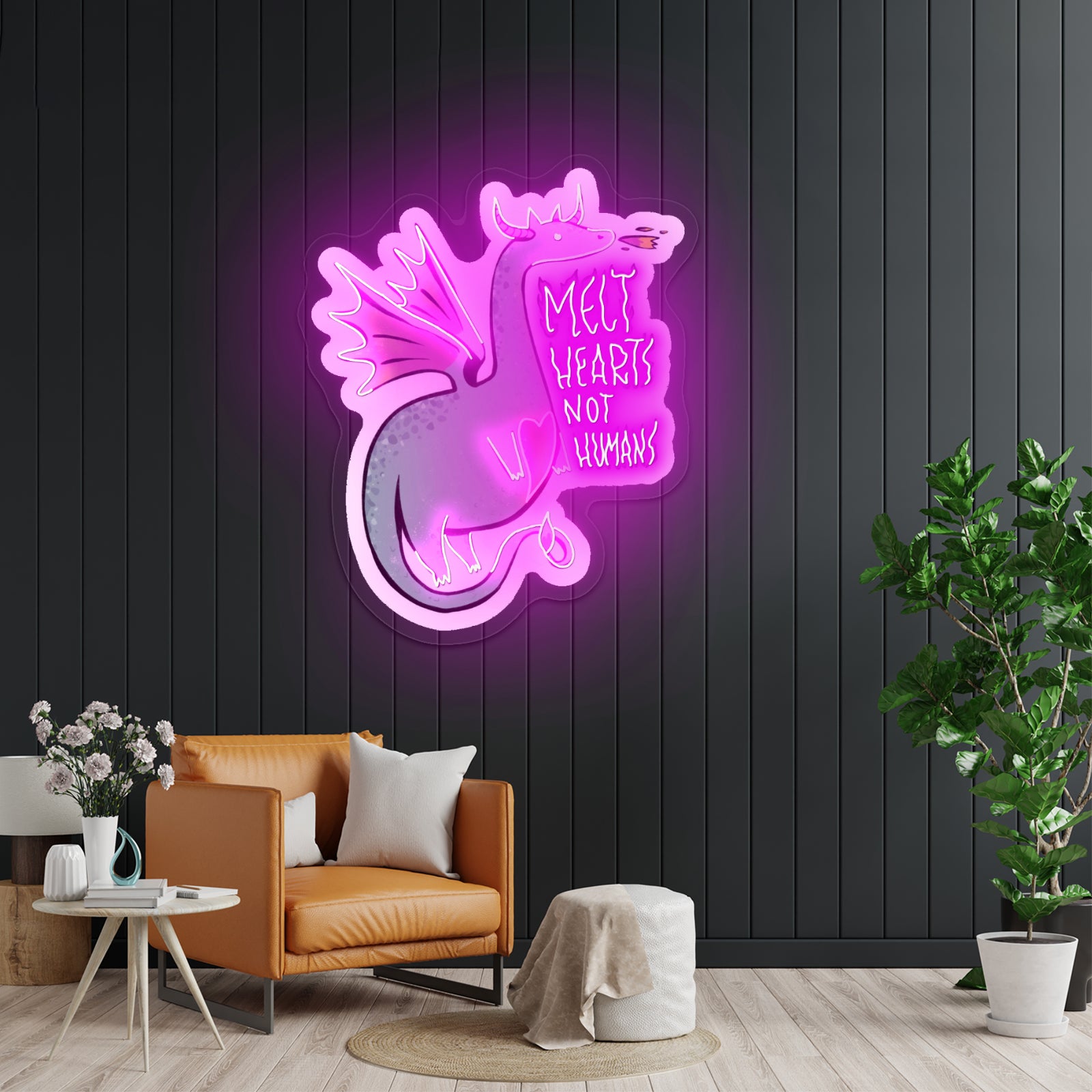 Green Melt Hearts Not Humans Dragon Fairytale Led Signs For Bedroom