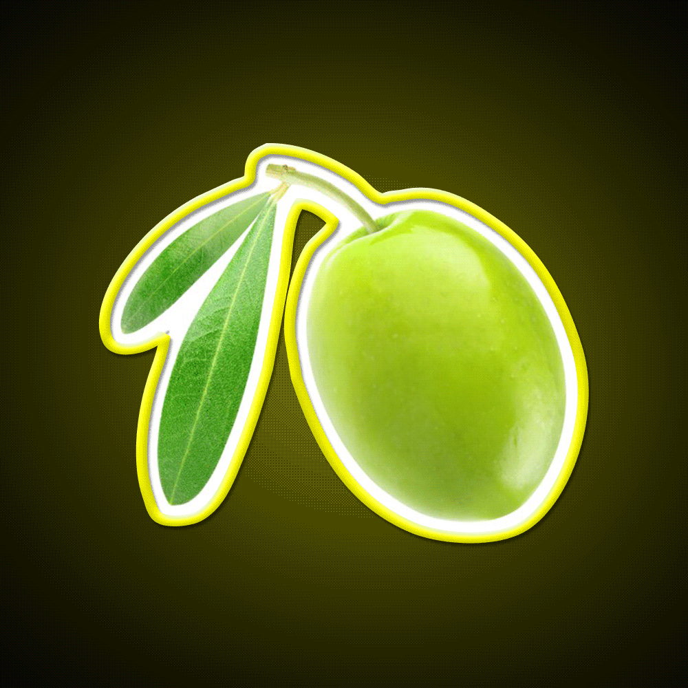 Green Olive Snack Food Led Neon Sign Rgb Color - Custom LED neon sign front view