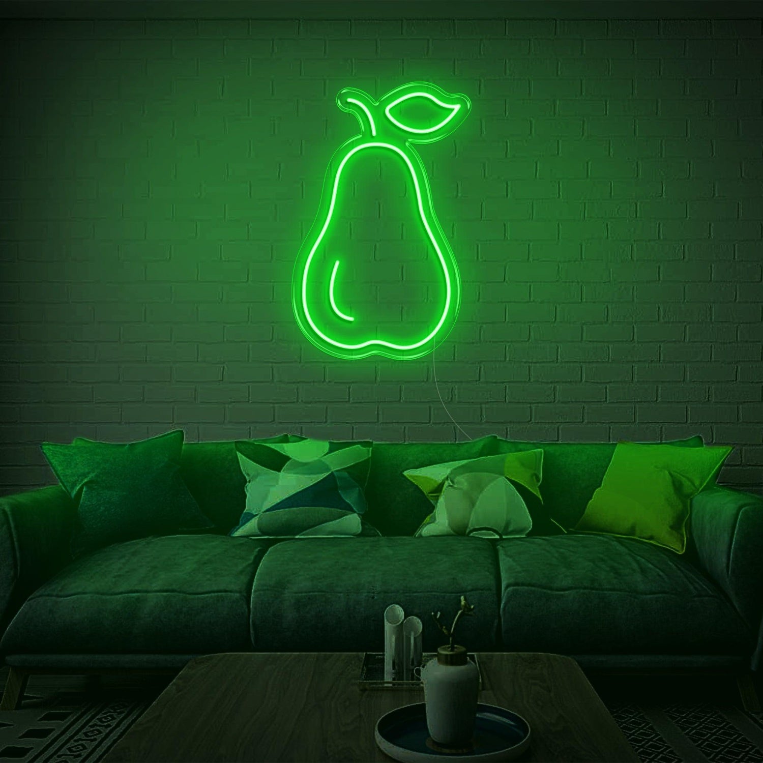 Green Pear-Shaped Led Neon Sign For Modern Living Room Decor | Shineneon