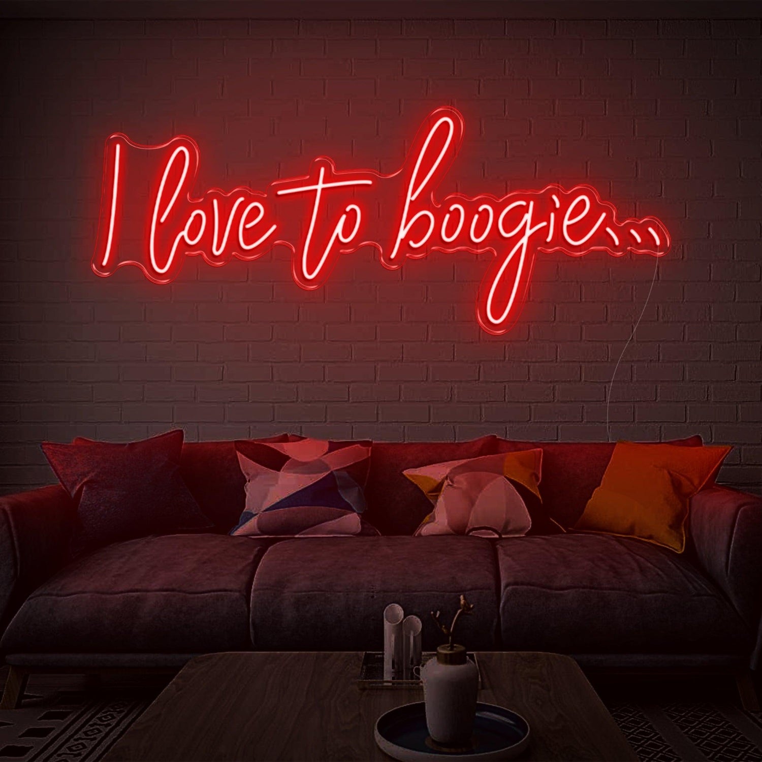 Green Script I Love To Boogie Led Neon Sign For Home Decor | Shineneon