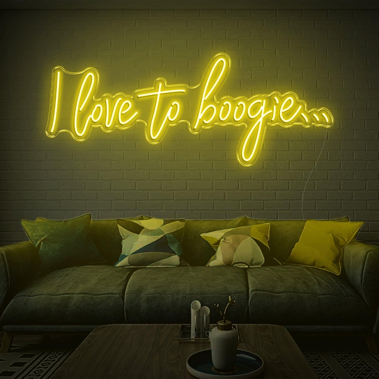 Green Script I Love To Boogie Led Neon Sign For Home Decor | Shineneon