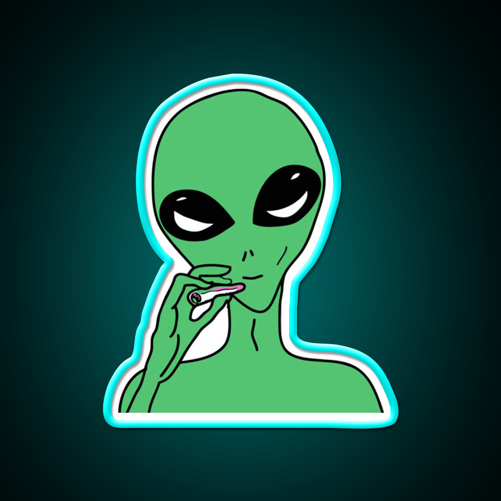 Green Stoner Alien Hemp Inspired Green Leaf Led Neon Sign Rgb Color