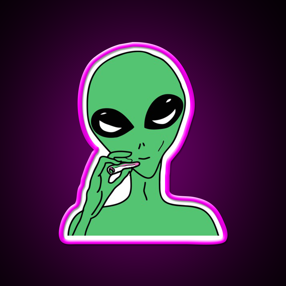 Green Stoner Alien Hemp Inspired Green Leaf Led Neon Sign Rgb Color