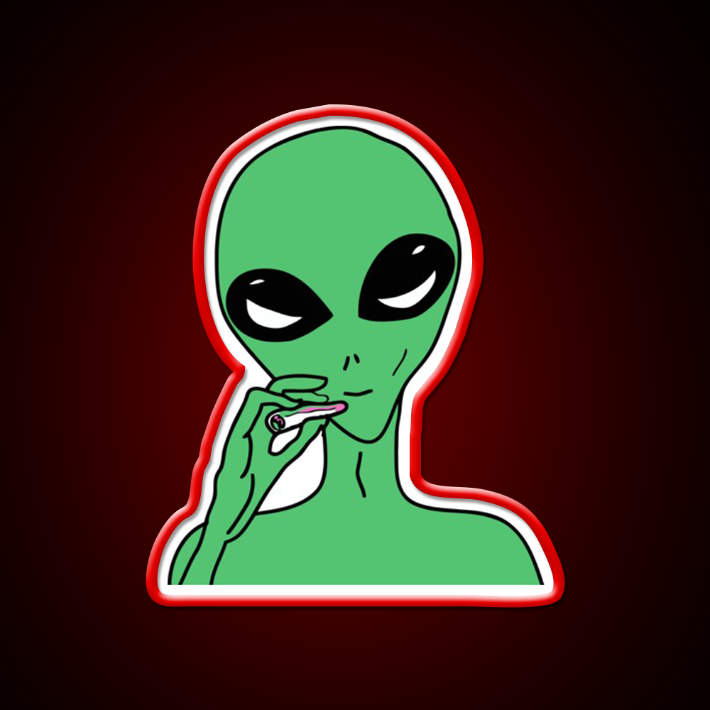 Green Stoner Alien Hemp Inspired Green Leaf Led Neon Sign Rgb Color