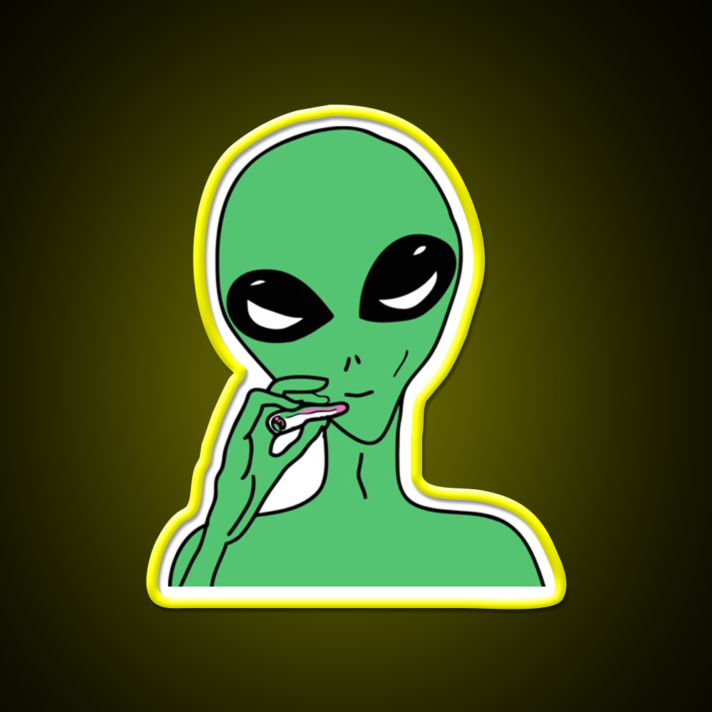 Green Stoner Alien Hemp Inspired Green Leaf Led Neon Sign Rgb Color