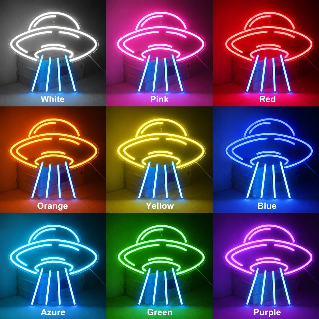 Green UFO Beam Neon Sign LED Neon Sign color grid