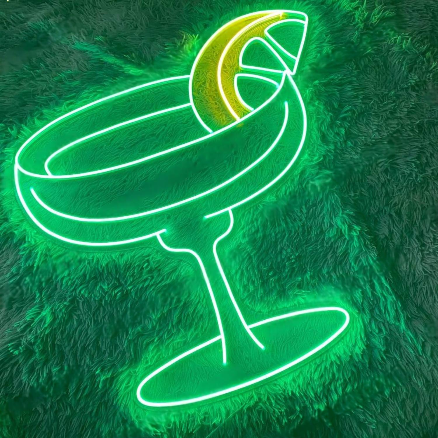 Green Yellow Cocktail Glass Led Neon Sign For Bar Restaurant Decor-1 | Shineneon