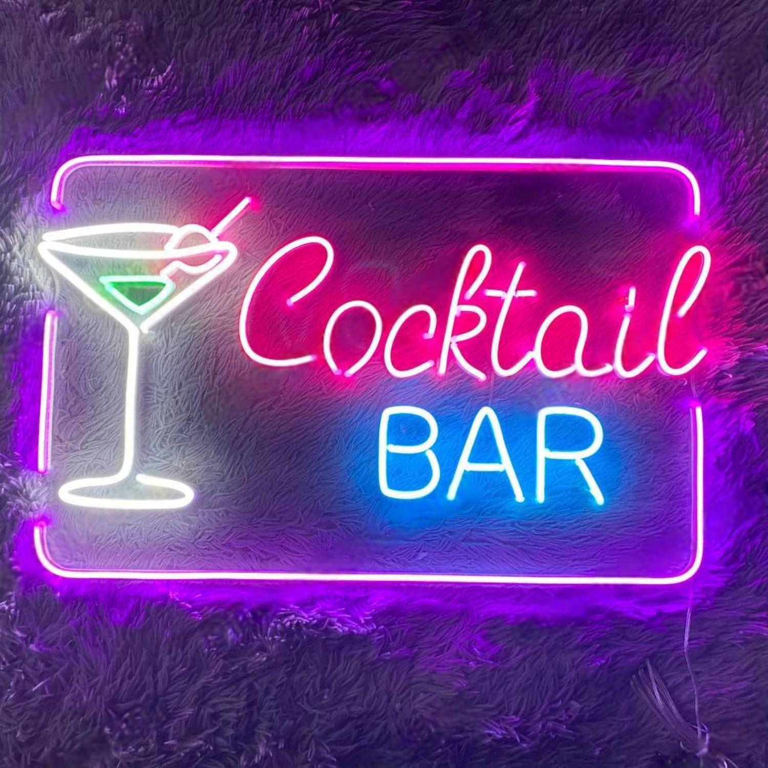 Green Yellow Cocktail Glass Led Neon Sign For Bar Restaurant Decor | Shineneon
