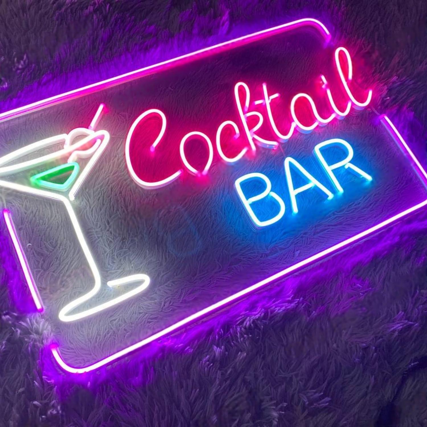 Green Yellow Cocktail Glass Led Neon Sign For Bar Restaurant Decor | Shineneon
