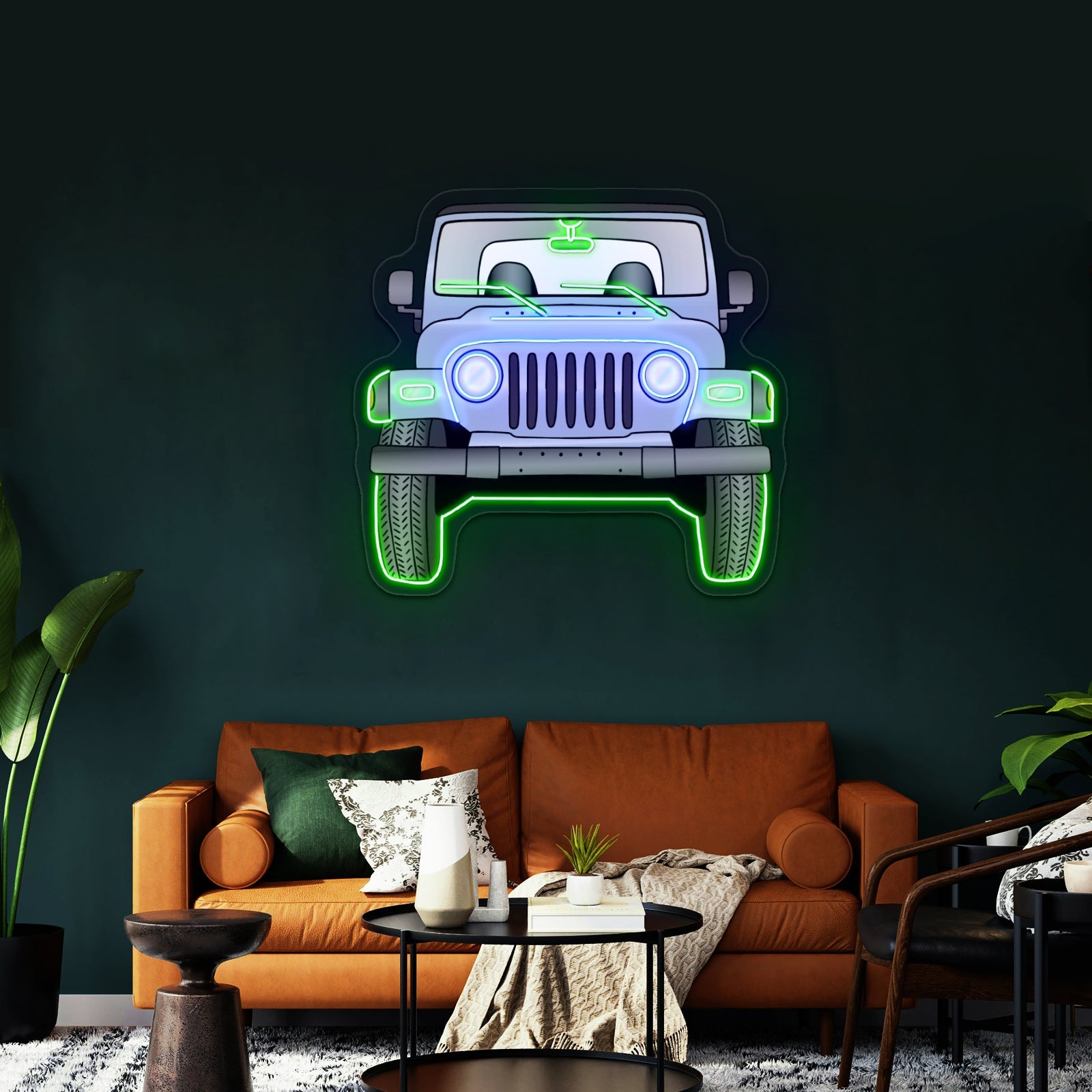 Grey Jeep Front Aesthetic Large Neon Signs - Shineneon