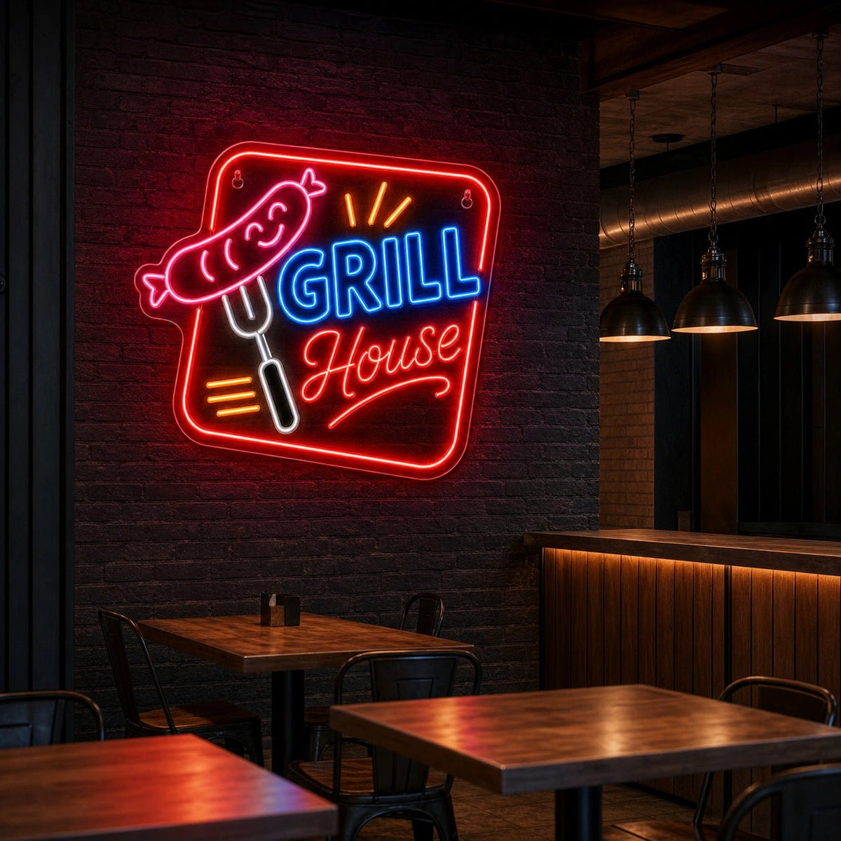 Grill House BBQ LED Neon Sign Garage Neon Sign - Shineneon