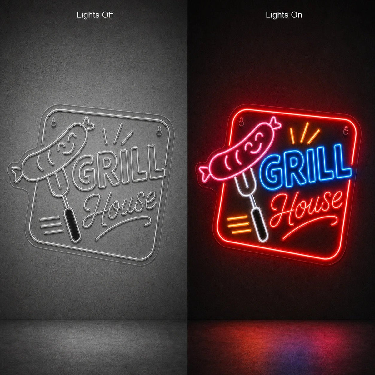 Grill House BBQ LED Neon Sign Man Cave Neon Sign - Shineneon
