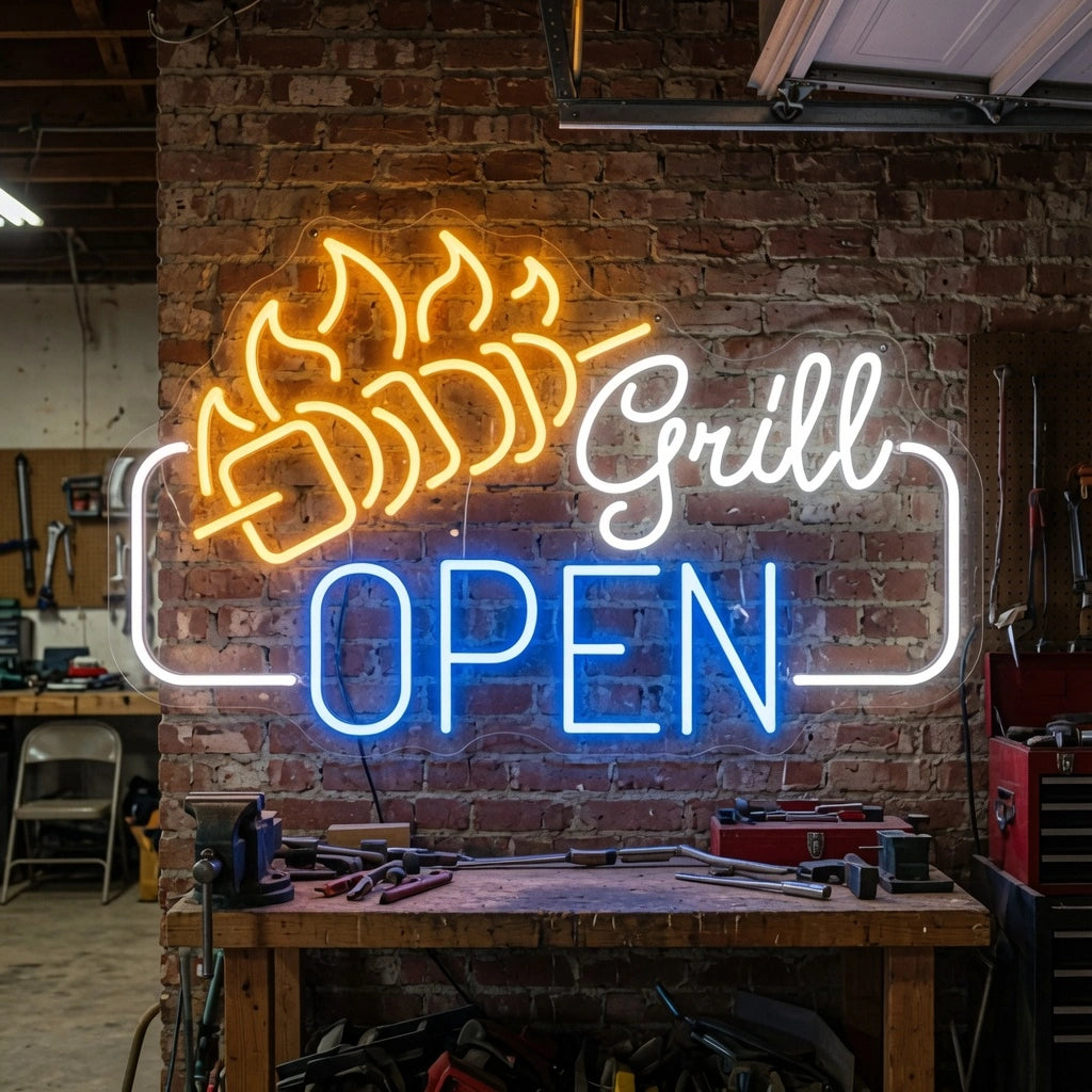Grill Open Wall Decor LED Neon Sign - 03 Real Lifestyle Scene