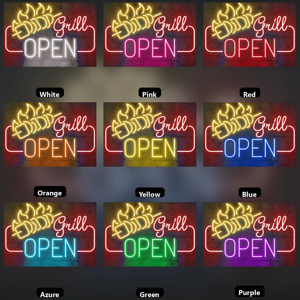 Grill Open Wall Decor LED Neon Sign - 05 Color Grid