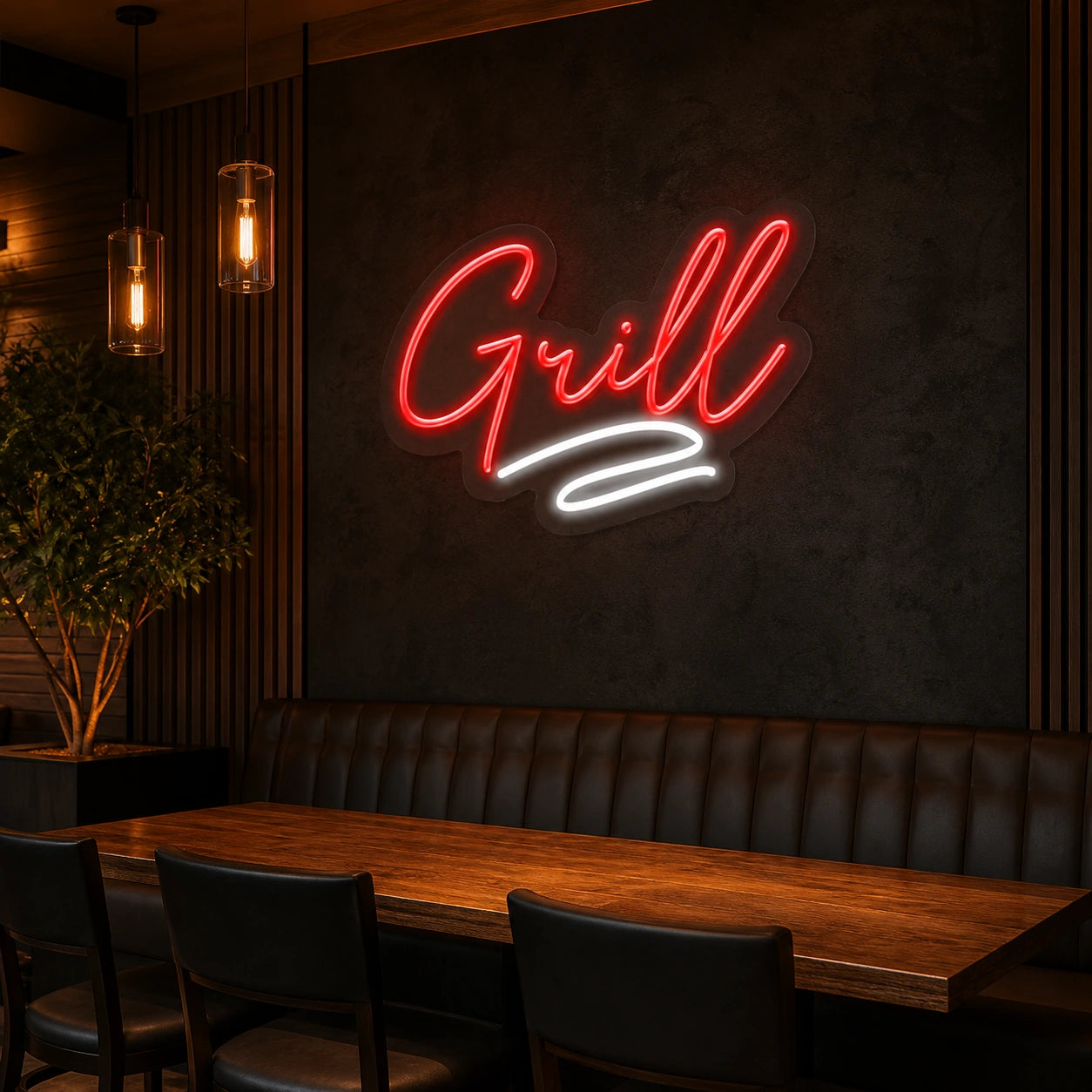 Grill Script LED Neon Sign Home Garage Wall Decoration real lifestyle scene