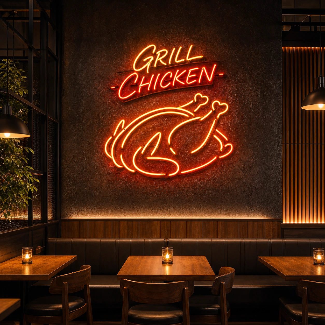 Grilled Chicken LED Neon Sign Home Garage Wall Decoration real lifestyle scene