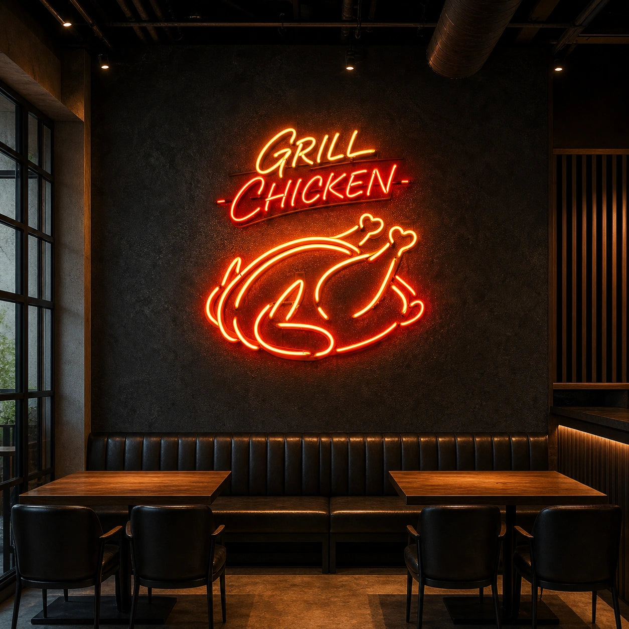 Grilled Chicken LED Neon Sign Home Garage Wall Decoration size image
