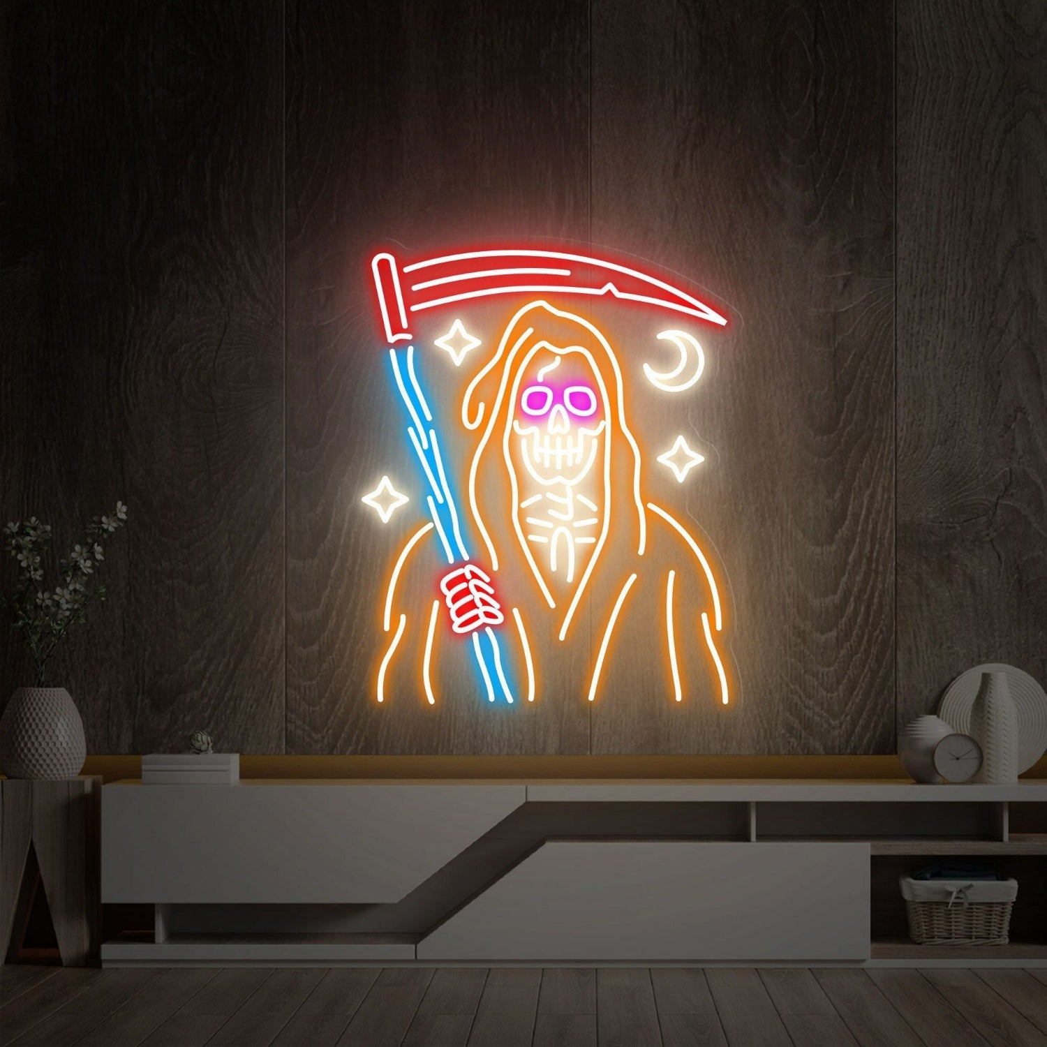 Grim Reaper Skeleton Led Neon Sign Home Decor - Shineneon