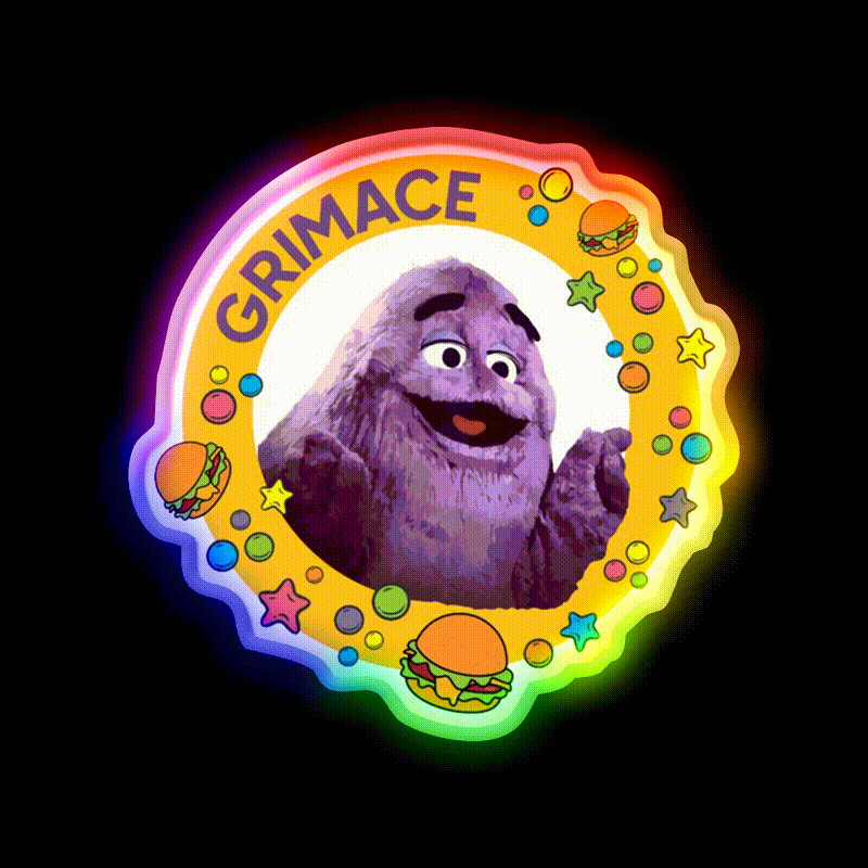 Grimace Fast Food Led Neon Sign For Burger Place Wall Art Rgb Color