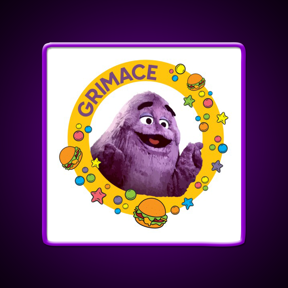 Grimace Fast Food Led Neon Sign For Burger Place Wall Decor Rgb Color