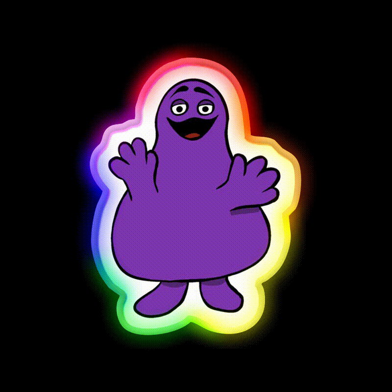 Grimace Mcdonalds Fast Food Led Neon Sign For Burger Place Wall Art Rgb Color