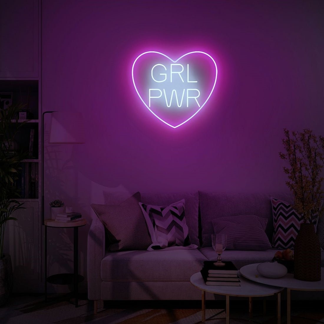 Grl Power With Heart Led Sign Business Neon Sign - Shineneon