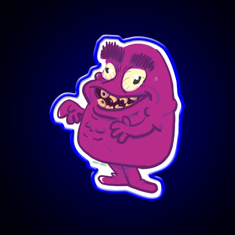 Grody Grimace 01 Fast Food Led Neon Sign For Burger Place Rgb Color