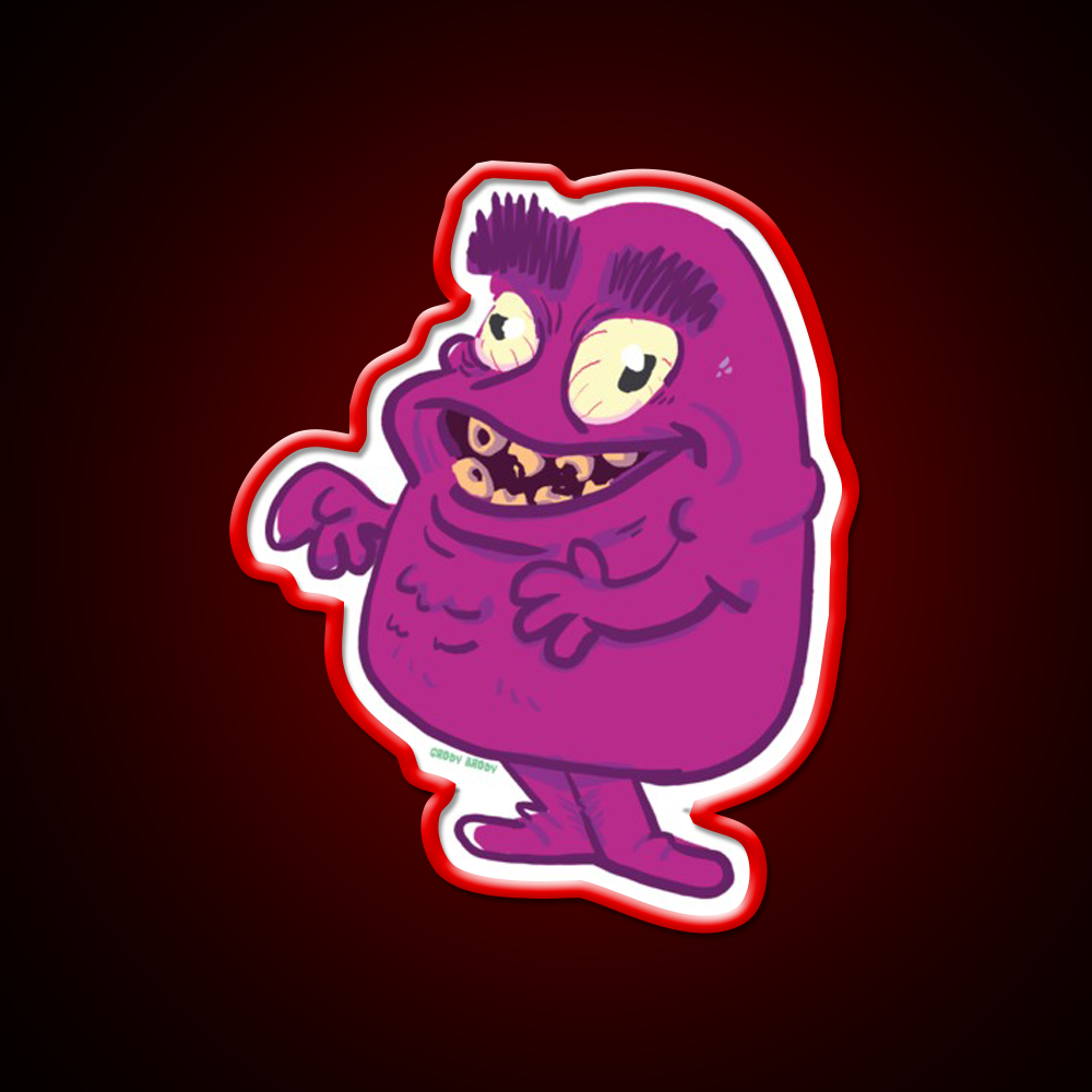 Grody Grimace 01 Fast Food Led Neon Sign For Burger Place Rgb Color