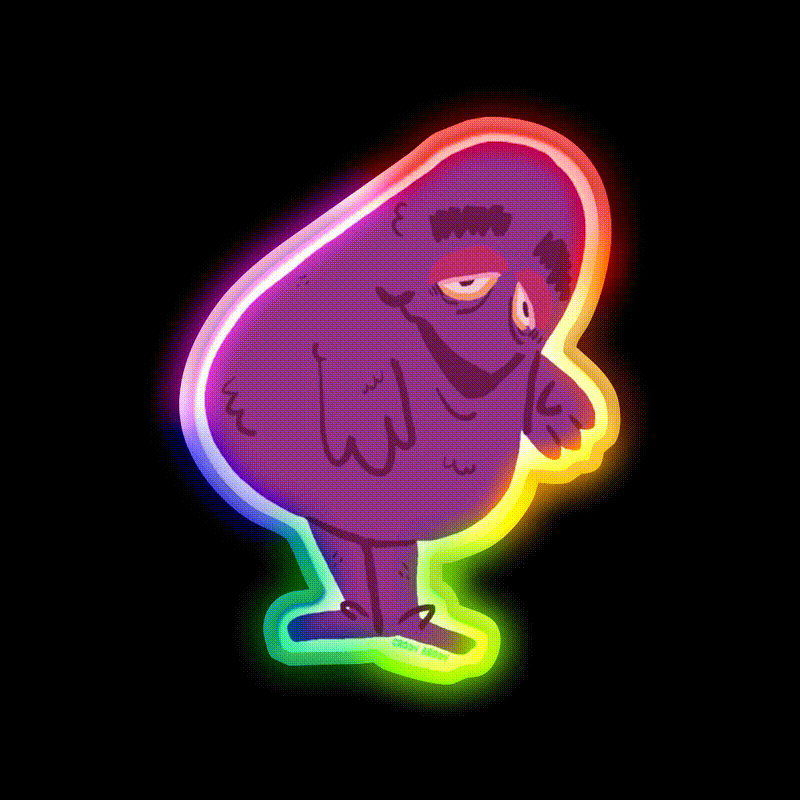 Grody Grimace 08 Fast Food Led Neon Sign For Burger Place Rgb Color