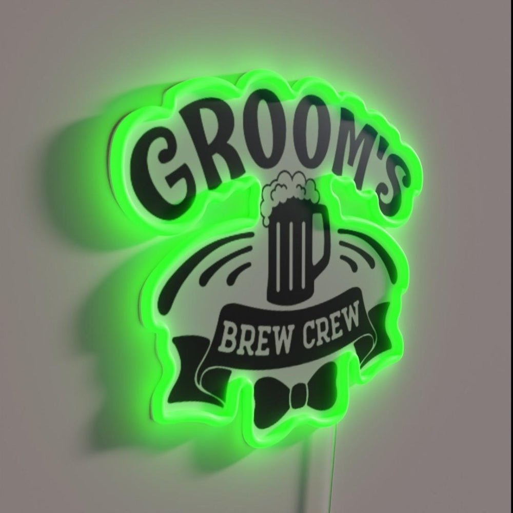 Groomsbrew Crew Funny Group Beer Drinking Team Rgb Led Neon Sign - Shineneon