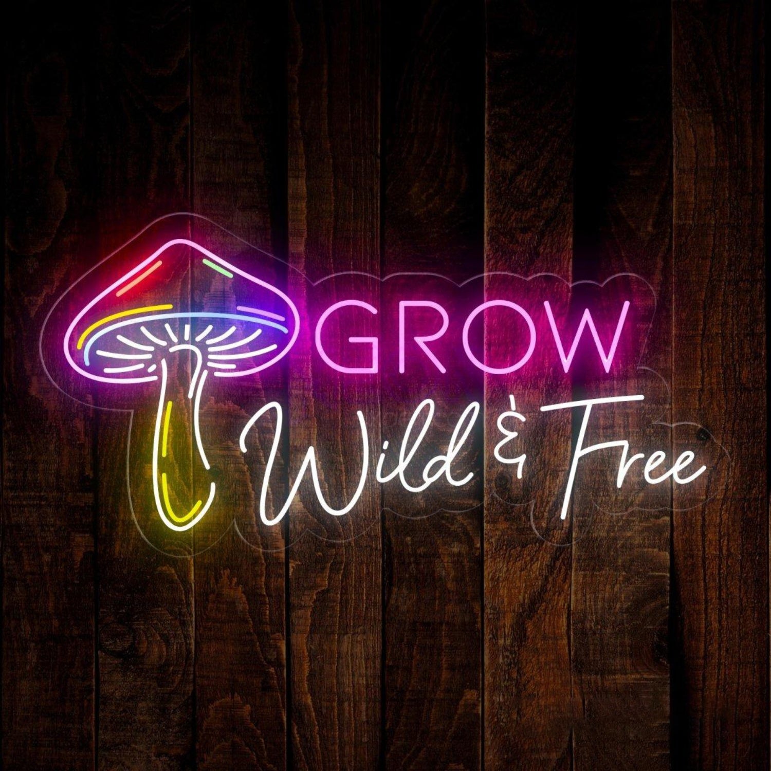 Grow Wild Free Rainbow Mushroom Led Neon Sign Home Wall Decor | Shineneon