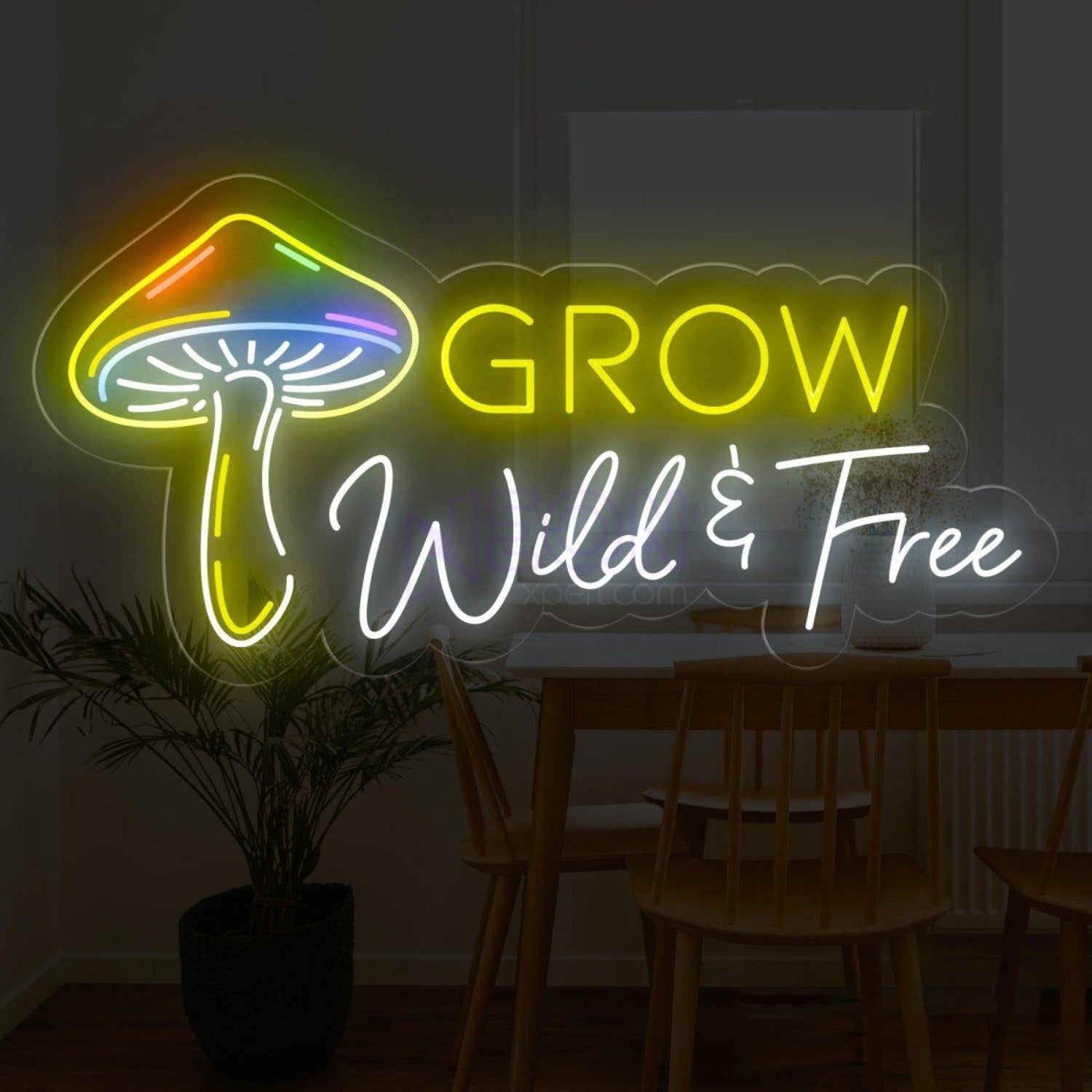 Grow Wild Free Rainbow Mushroom Led Neon Sign Home Wall Decor | Shineneon