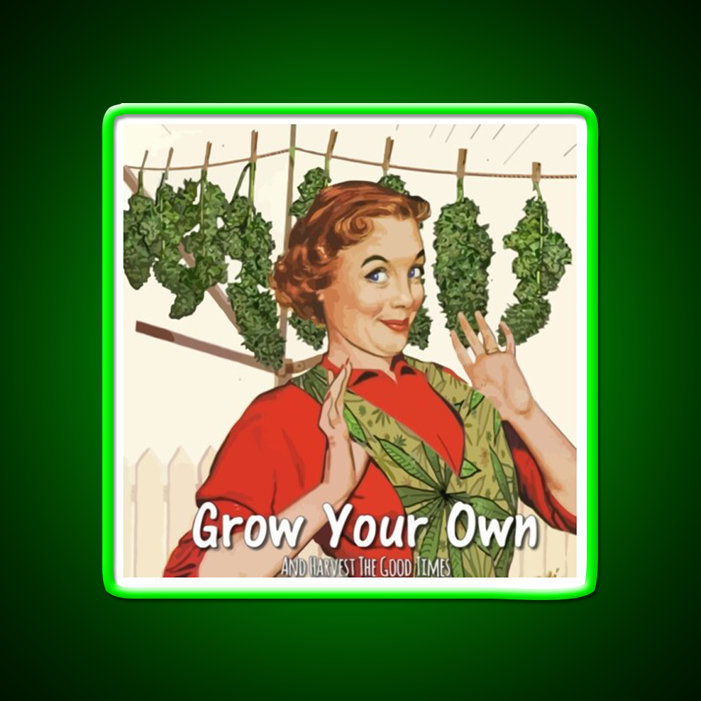 Grow Your Own Hemp Inspired Green Leaf Led Neon Sign Rgb Color - LED neon sign view 8