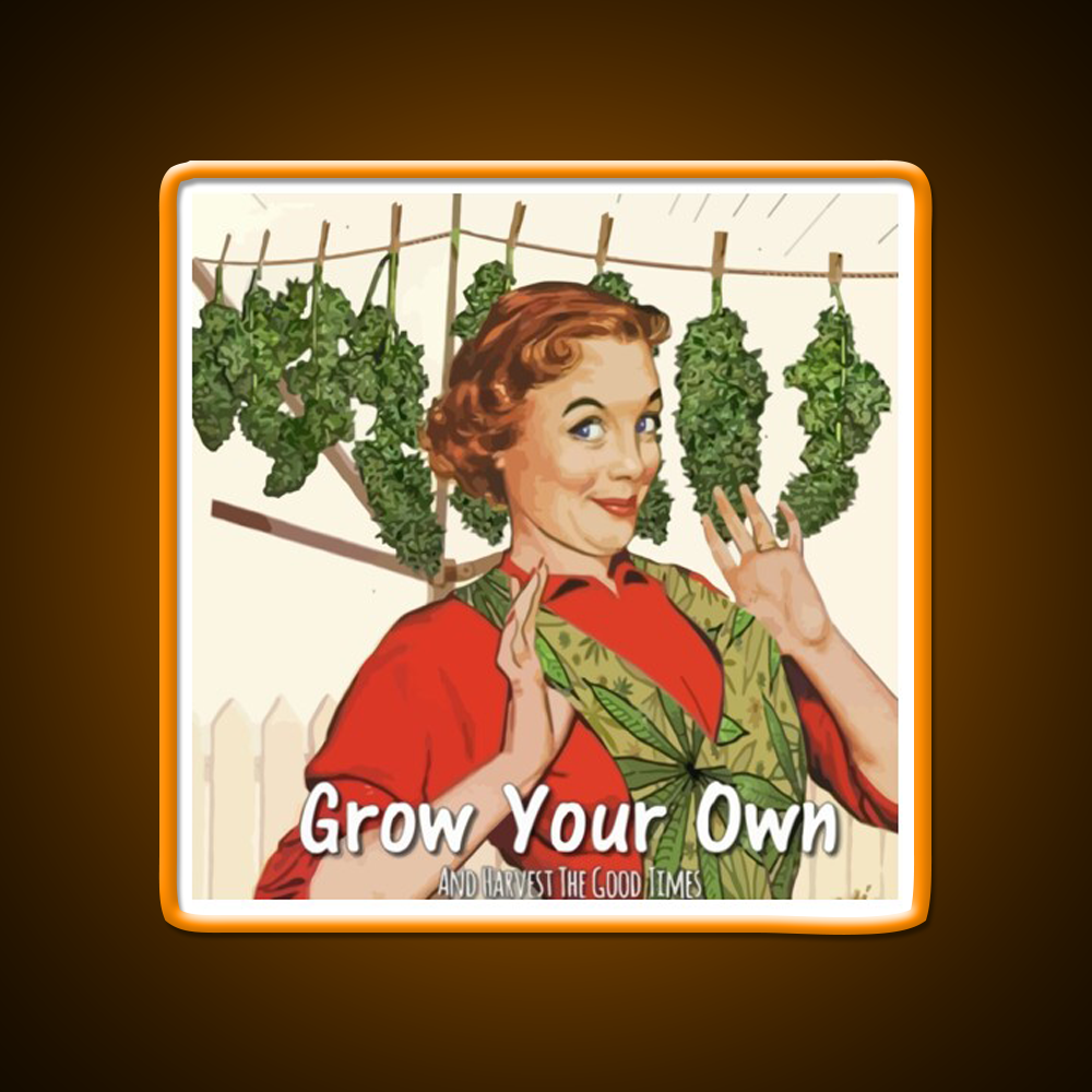 Grow Your Own Hemp Inspired Green Leaf Led Neon Sign Rgb Color - LED neon sign view 6