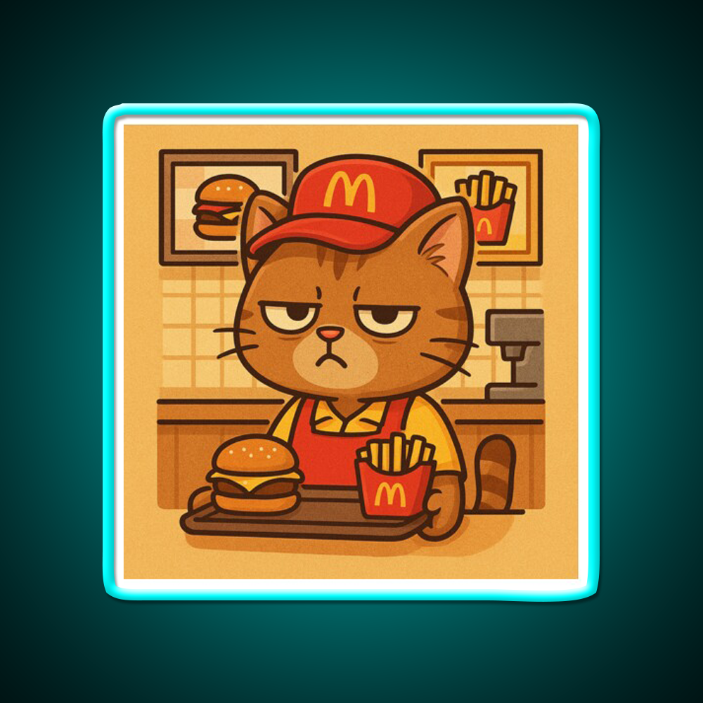 Grumpy Cat At Meowdonalds Fast Food Led Neon Sign For Burger Place Rgb Color