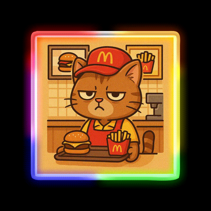 Grumpy Cat At Meowdonalds Fast Food Led Neon Sign For Burger Place Rgb Color