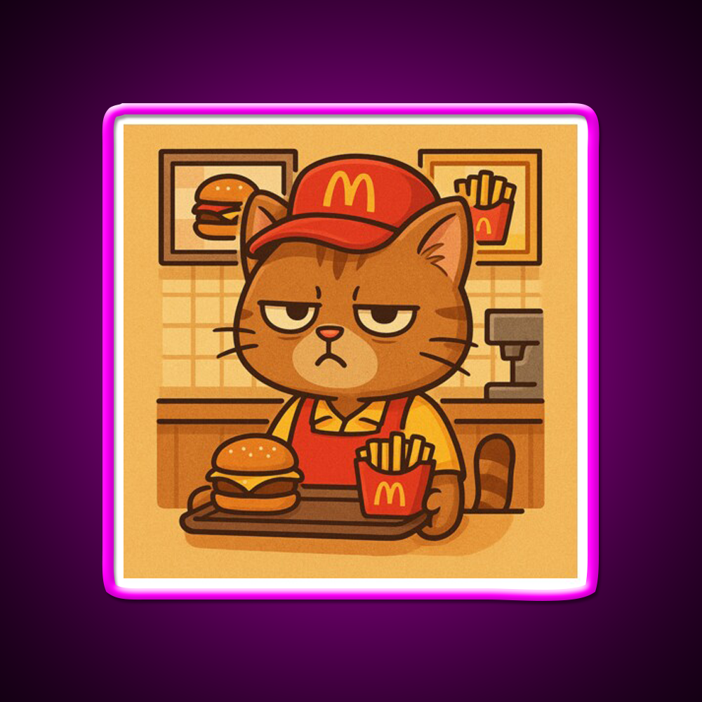Grumpy Cat At Meowdonalds Fast Food Led Neon Sign For Burger Place Rgb Color