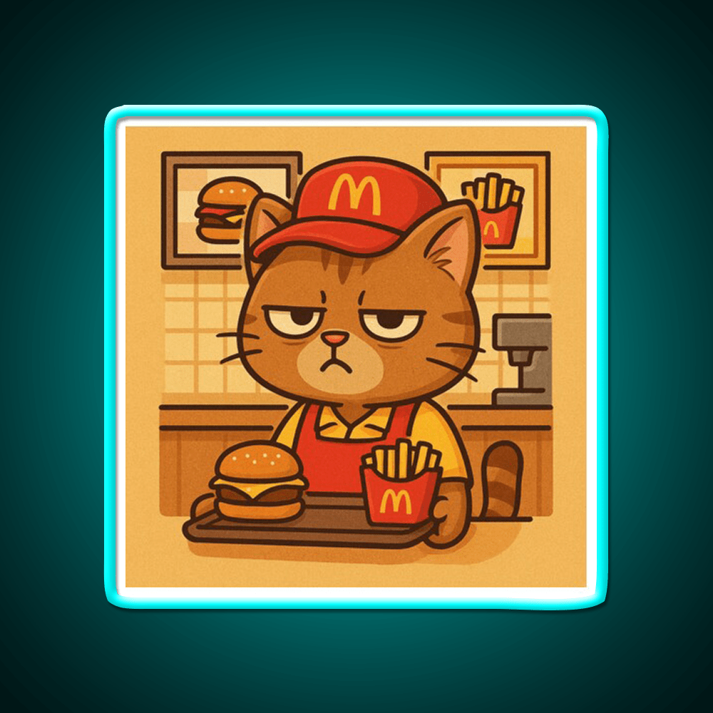 Grumpy Cat At Meowdonalds Fast Food Led Neon Sign For Burger Place Rgb Color - Shineneon