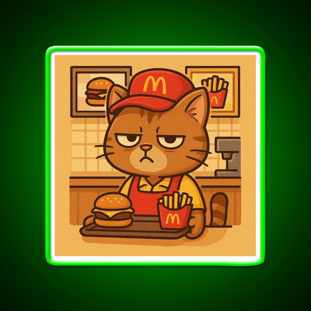 Grumpy Cat At Meowdonalds Fast Food Led Neon Sign For Burger Place Rgb Color - Shineneon