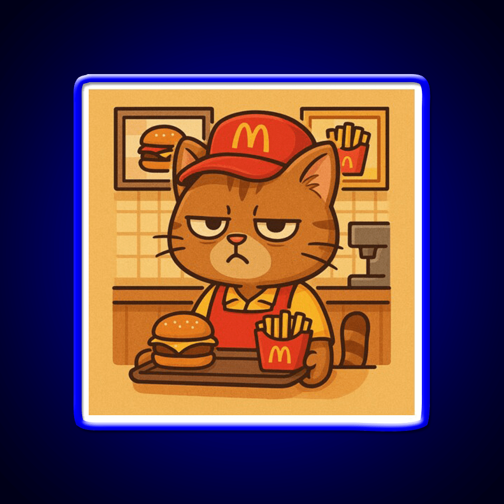 Grumpy Cat At Meowdonalds Fast Food Led Neon Sign For Burger Place Rgb Color - Shineneon