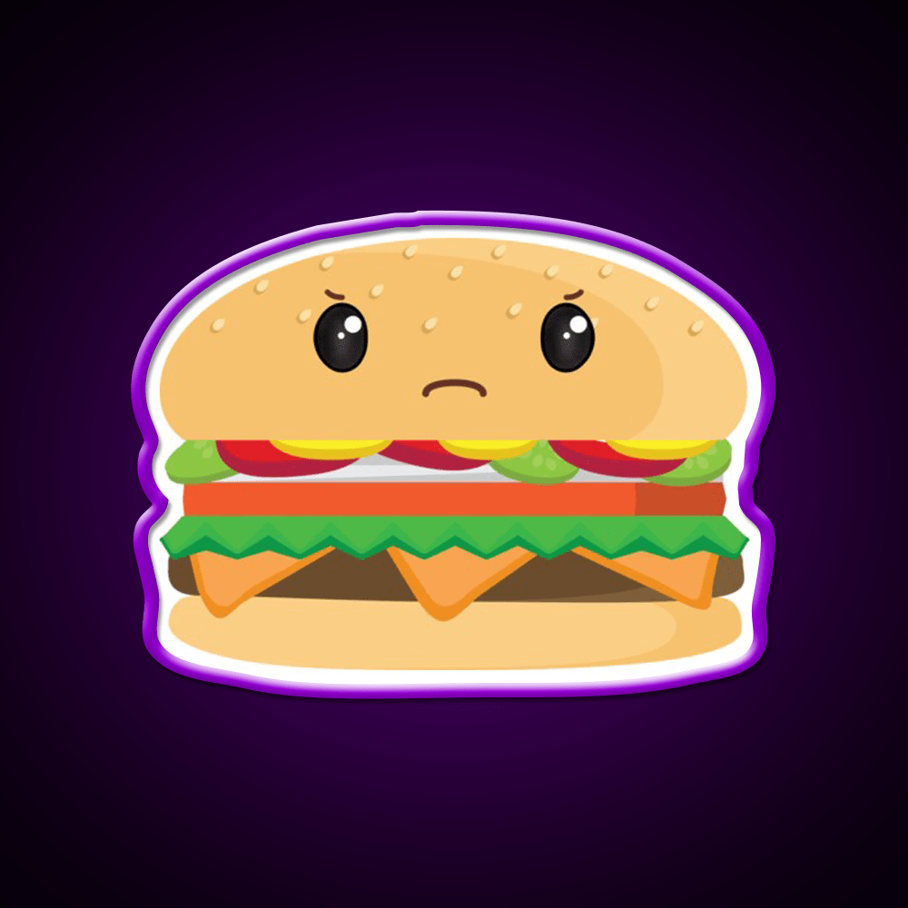 Grumpy Cheeseburger Snack Food Led Neon Sign Rgb Color - Shineneon