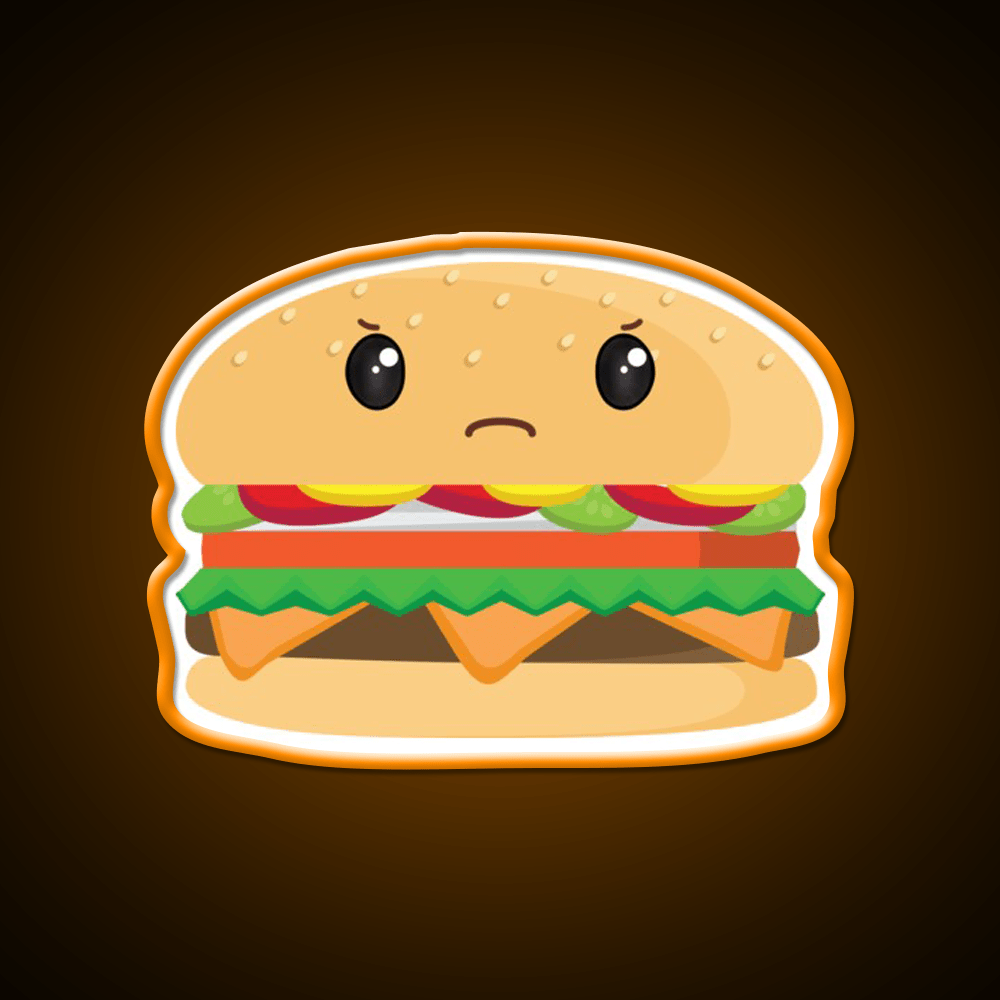 Grumpy Cheeseburger Snack Food Led Neon Sign Rgb Color - Shineneon
