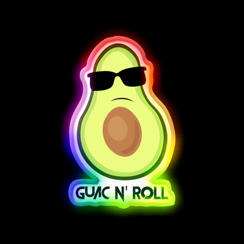 Guac N Roll Fast Food Led Neon Sign For Burger Place Rgb Color