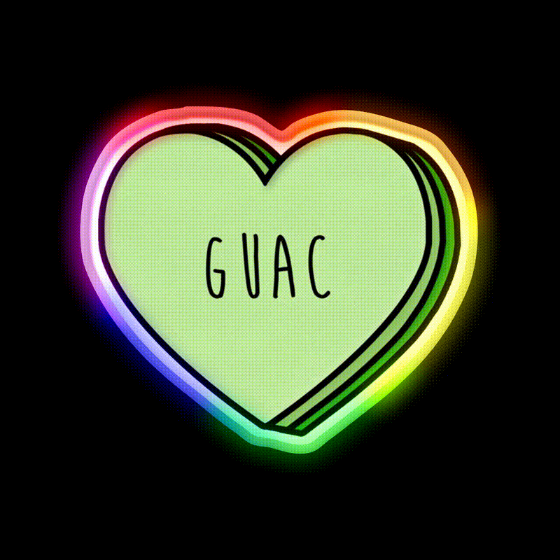 Guacamole Heart Fast Food Led Neon Sign For Burger Place Rgb Color