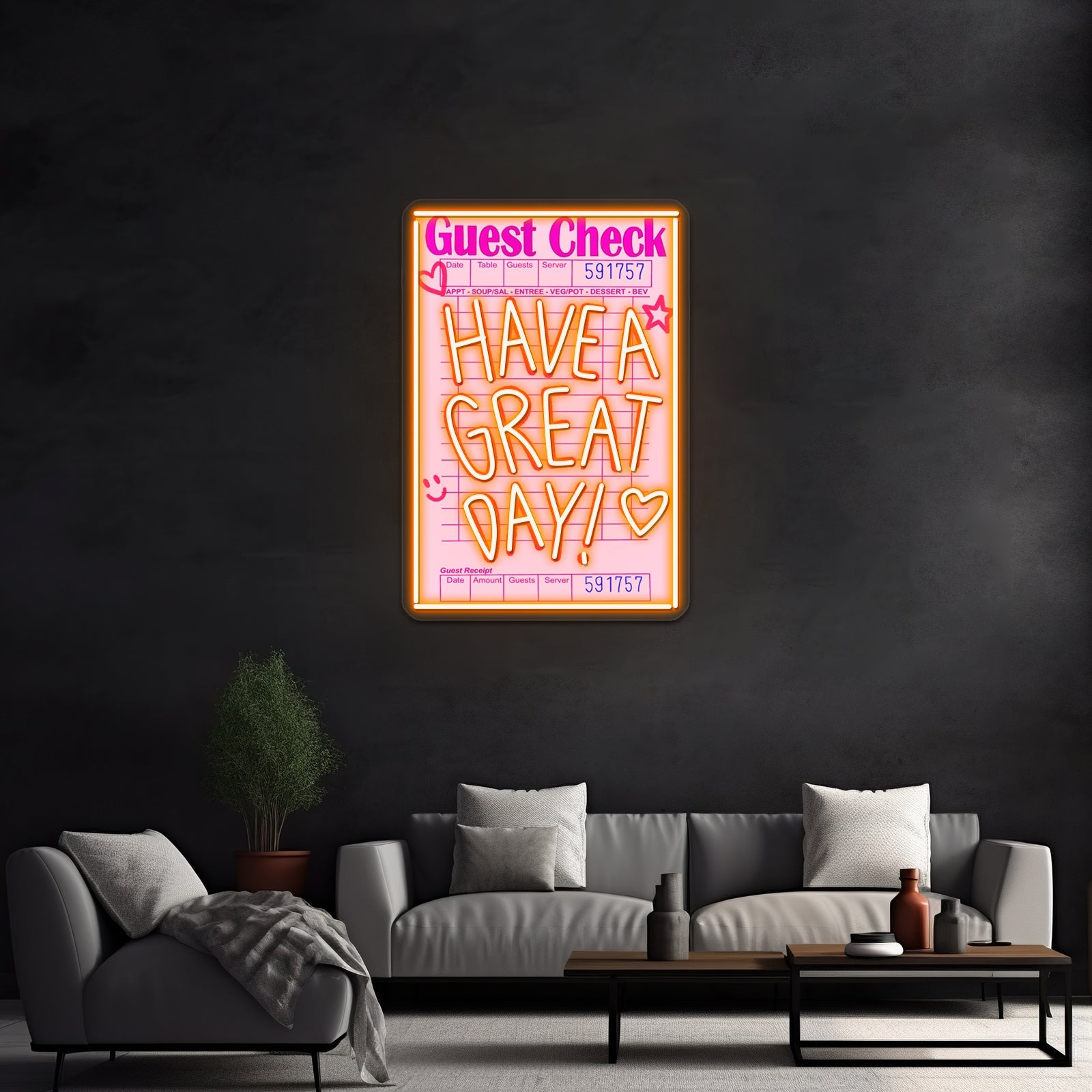 Guest Check Have A Great Day Artwork Large Neon Signs - Shineneon