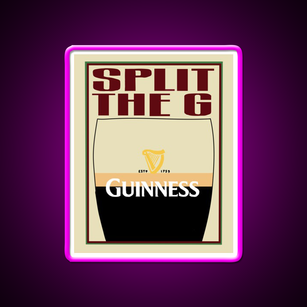 Guinness Split The G Beer Bar Decor Led Neon Sign Rgb Color - Neon sign mounted on wall in room