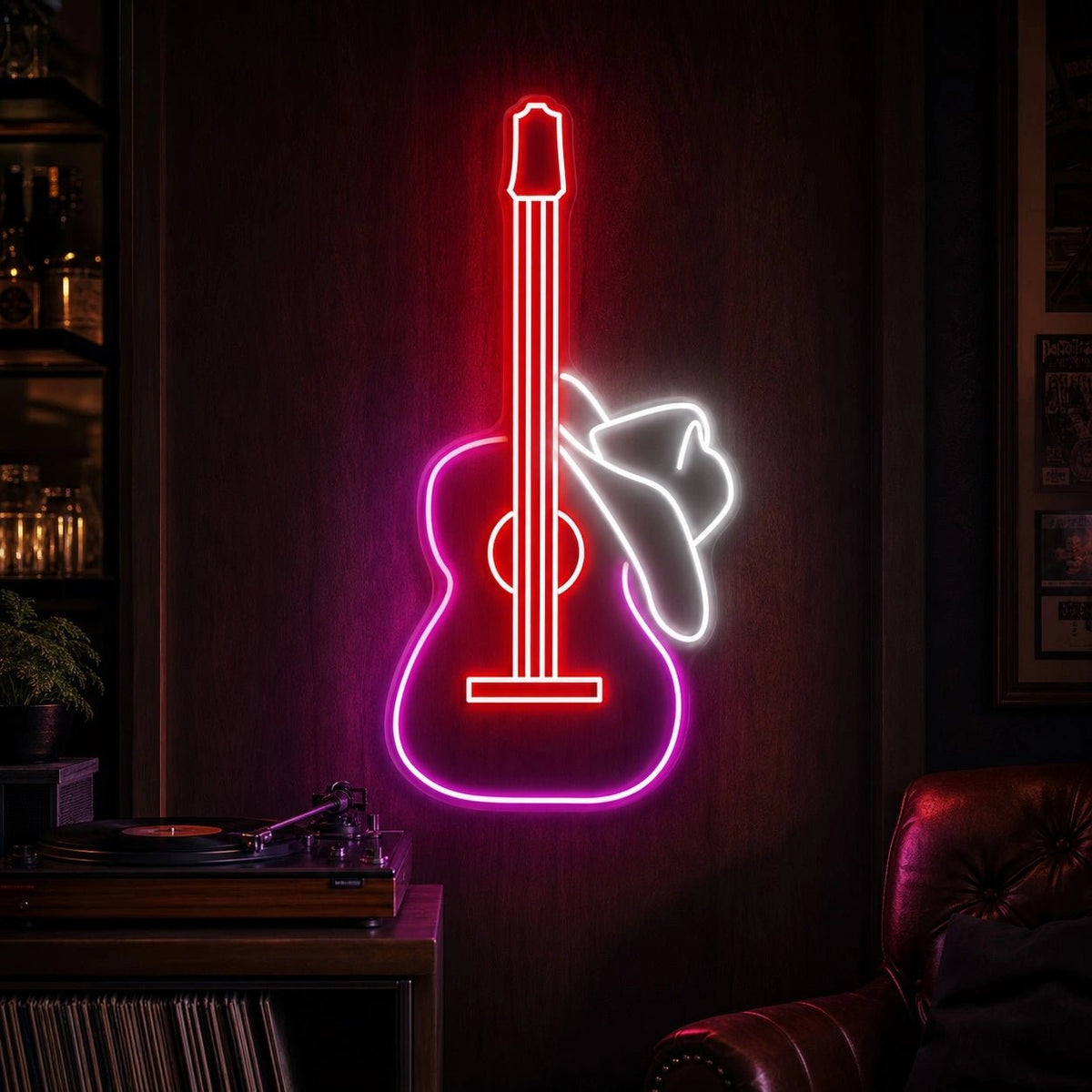 Guitar And Cowboy Hat LED Neon Sign - Shineneon